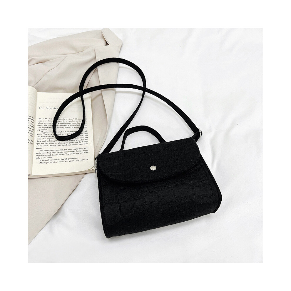 (Black) Fashionable Chic Street Style Felt Handbag Small Square Bag For Women Trend-image-OPC-PGW6PZD-NEW