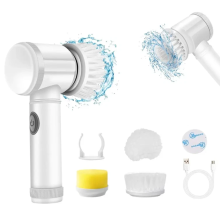 5-in-1 Electric Spin Scrubber: 360 Rotation, USB Rechargeable, IPX7 Waterproof, Includes 5 Brush Heads