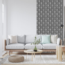 (Matte Grey, Set of 14) Decorative 3D Wall Panels (50cm x 50cm) Square Grid Lattice Design PVC Cladding Panel