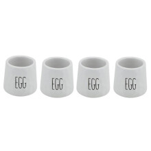 Dimples Egg Cup Set of 4 Ceramic White with Black Writing Dishwasher Safe