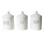 Dimples Canister Set 3 Pieces Ceramic White with Black Writing Coffee Tea Sugar 1