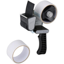 Tape Dispenser with 2 Rolls Black Stable Base Easy One Hand Use Office Home