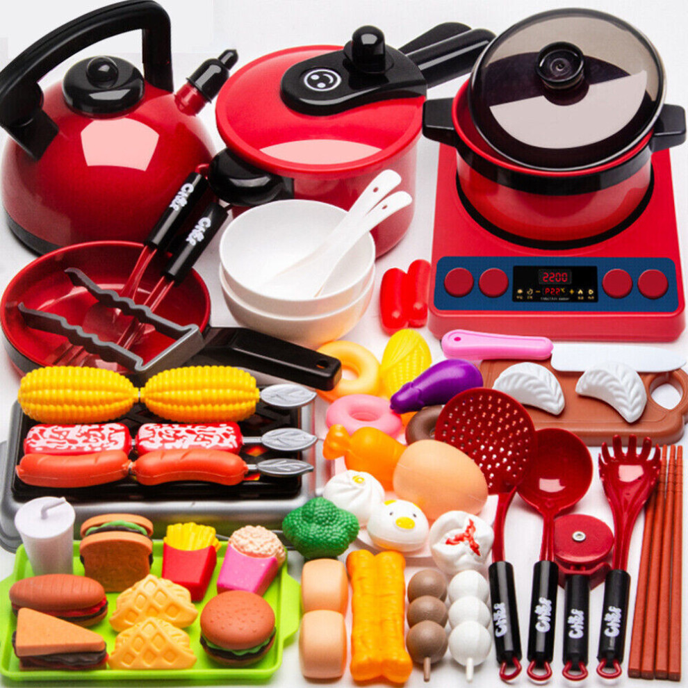 61pcs Play Kids Childrens Toy Kitchen Cooking Utensils Pots Pans Accessories Set