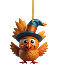 (3) Turkey Cartoon Cute Car Hanging Decoration Bright And Colorful For Christmas Spirit