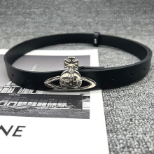 (Earth Star Black) Saturn Timeless Black Belt With Sleek Metal Buckle For Chic Effortless Style