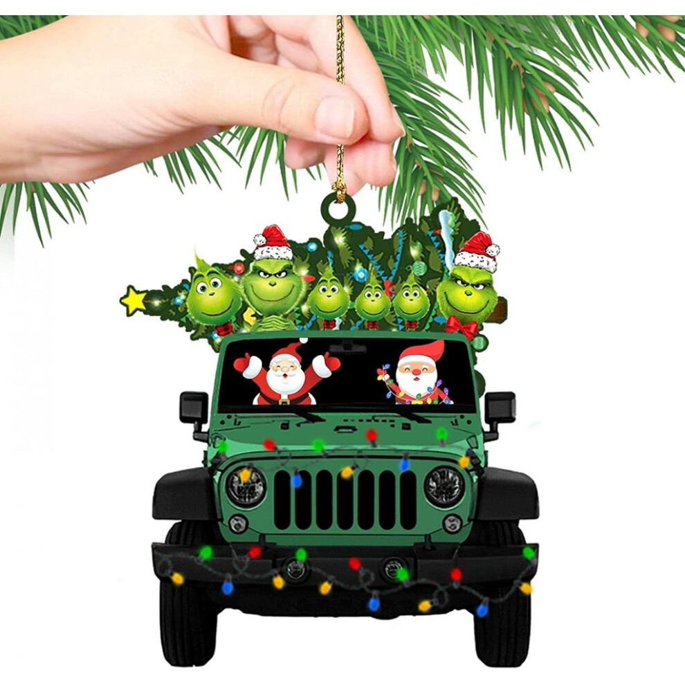 (6) Grinch Merry Green Acrylic Hanging Ornament Funny Christmas Vehicles Decoration For-image-OPC-PGW7PDJ-NEW