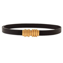 (StyleJ) Black Timeless Womens Leather Waist Belt With Copper Buckle For Spring Fashion Trends Summer