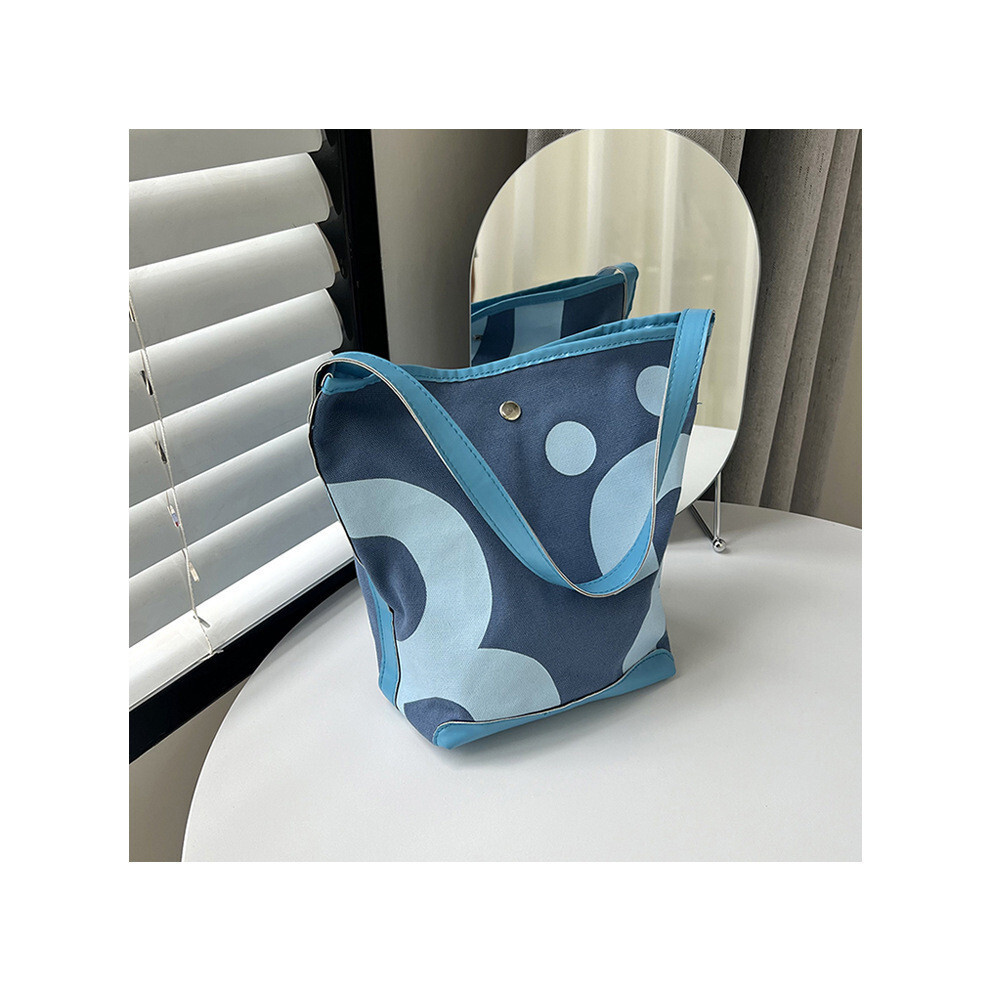 (Blue) Chic Pu Canvas Bucket Bag For Women Street Fashion With Lining Nylon-image-OPC-PGW7TRZ-NEW