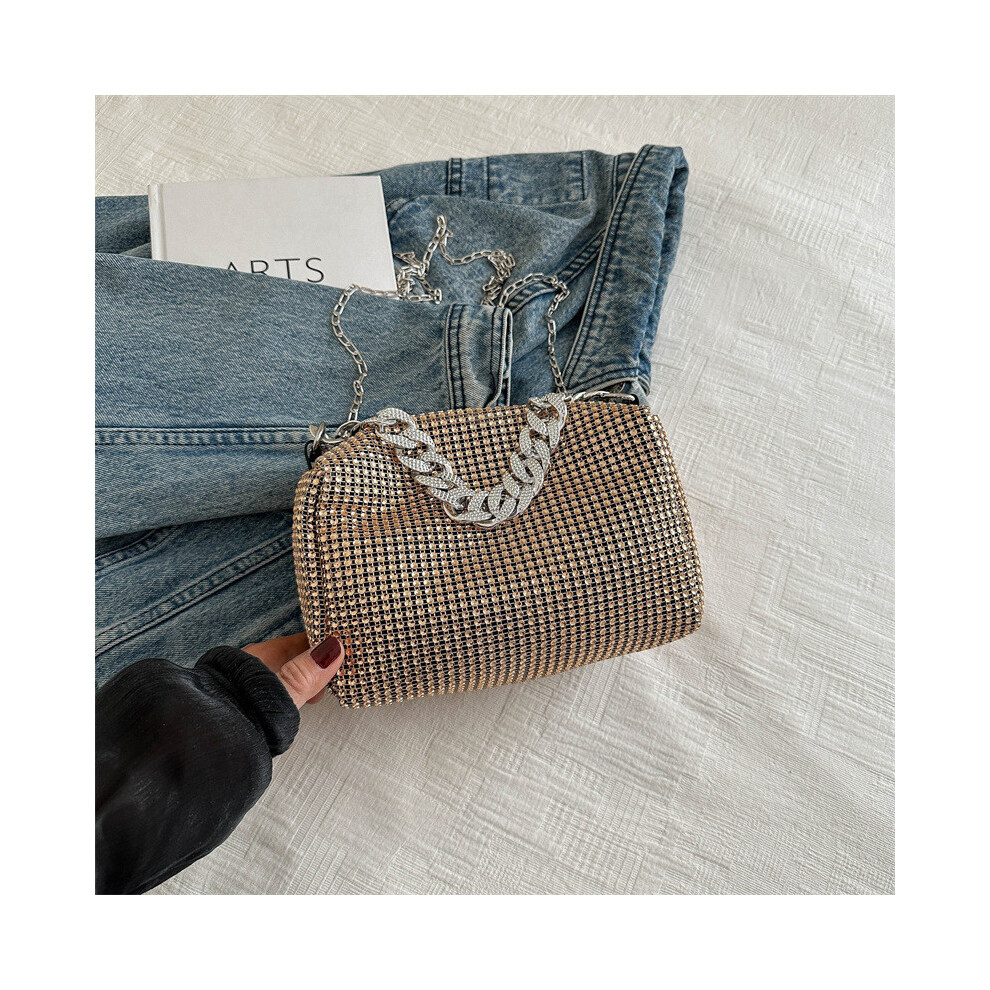 (Gold) Modern Glittery Small Square Bag Trendy Horizontal Shape Inner With Pocket-image-OPC-PGW7VTP-NEW
