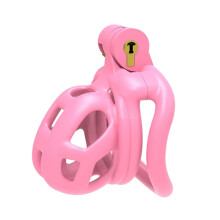 (NUB) Male Pink Cobra Chastity cage 3.0 Male Chastity Device with 4 Rings Penis Lightweight Resin Cock Cage for Man Penis Bondage Exercise Male Sex Toy