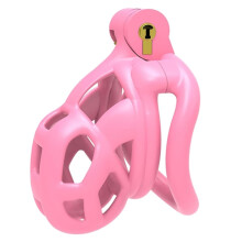 (NANO) Male Pink Cobra Chastity cage 3.0 Male Chastity Device with 4 Rings Penis Lightweight Resin Cock Cage for Man Penis Bondage Exercise Male Sex Toy