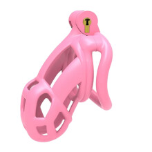 (Small) Male Pink Cobra Chastity cage 3.0 Male Chastity Device with 4 Rings Penis Lightweight Resin Cock Cage for Man Penis Bondage Exercise Male Sex Toy