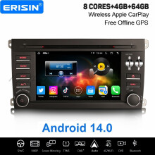 Erisin 8-Core 4GB+64GB Android 14 Car Stereo Porsche Cayenne DAB+ GPS Radio CarPlay Android Auto DVD 4G WiFi