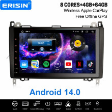 Erisin 9" 8-Core 4GB+64GB Android 14 Car Stereo for Mercedes A/B Class Vito Sprinter VW Crafter DAB+ GPS Radio CarPlay WiFi BT 5.0 OBD2