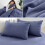 (Washed Blue, Double Size Set) 4PC Dyed Duvet Cover Bedding Set with Fitted Sheet 3