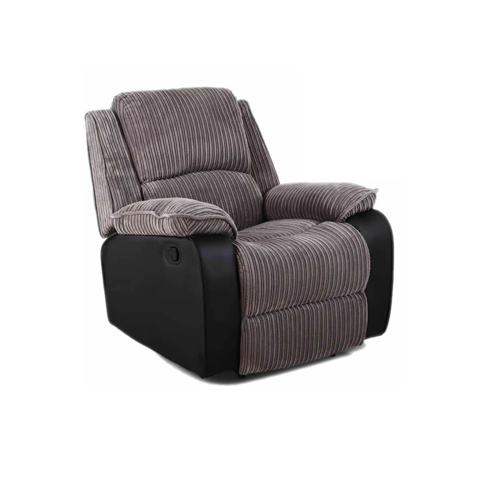 (Grey) Portobella Manual Recliner Armchair in Jumbo Cord Fabric