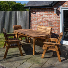 Hand Made 6 Seater Chunky Rustic Wooden Garden Furniture Table and Chairs Set