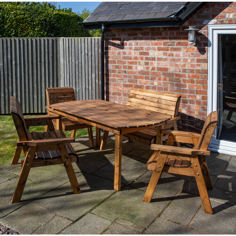 Hand Made 6 Seater Chunky Rustic Wooden Garden Furniture Table and Chairs Set