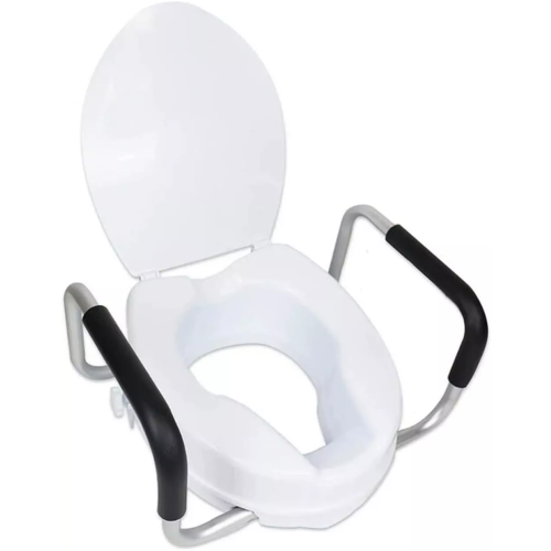 Adjustable Raised Toilet Seat Raiser With Arms Universal Elevated Disability Aid 1