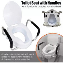 Adjustable Raised Toilet Seat Raiser With Arms Universal Elevated Disability Aid