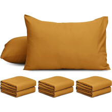 (Plain Pillowcases Pack of 6, Ochre) Hotel Quality Pillowcases Anti-Allergic Luxury Pillow Covers Pack of 2,4,6
