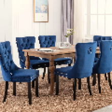 (Blue) Set of 6 Velvet Upholstered Kitchen Dining Chairs