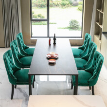(Green) Set of 6 Velvet Upholstered Kitchen Dining Chairs