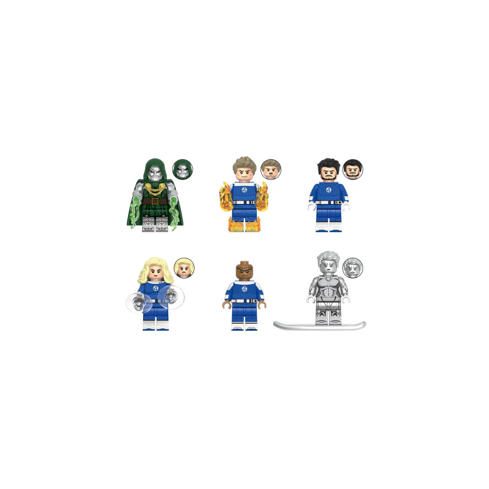 Bonxaif 6Pcs Superhero Minifigures Doctor Doom Human Torch Building Blocks For Kids Fit Lego