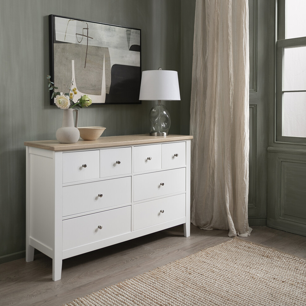 Noa And Nani Leines 8 Drawer Chest Of Drawers In White & Oak