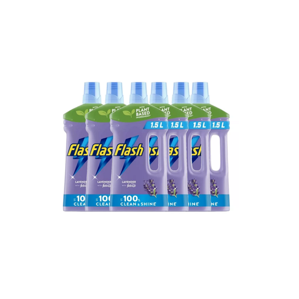 Flash Multipurpose Floor Liquid Cleaner Lavender 1.5 Ltr 6 Pack Bulk Buy