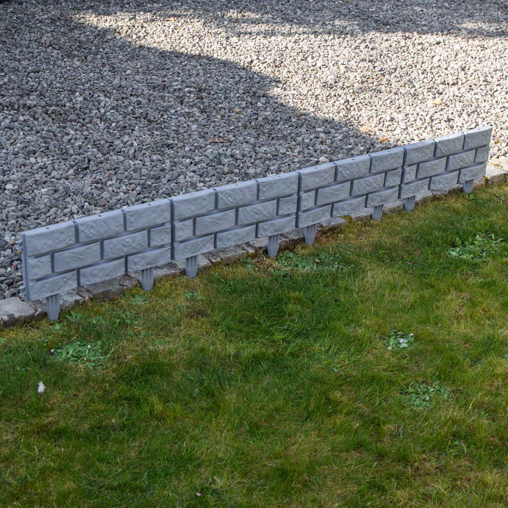 2 x 17cm 4 Piece Grey Brick Effect Garden Edging Decorative Boarder