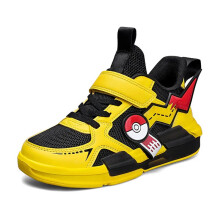 (Yellow, 31-Insole 19.7 cm) Pokemon Pikachu Children Sports Shoes Spring and autumn Fashion Anime Boy Sneakers Student Breathable Non-slip Running Shoe