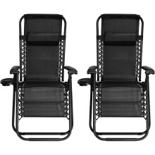 Alivio Zero Gravity Chair Sunloungers with Mobile Cup Holder (Black)