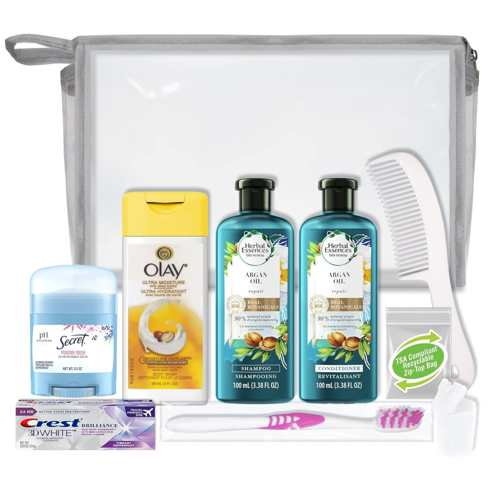 Convenience Kits international 10 PC Deluxe Kit Featuring: Herbal Essence Argan Oil Hair Care and Body Care Travel-Size Products