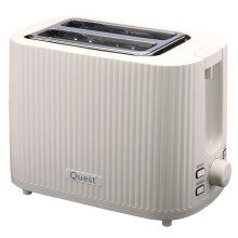 (White) Quest 2 Slice Toasters / Modern Grooved Design / 7 Browning Levels / Reheat & Defrost / Crumb Tray & Cord Storage / 930W