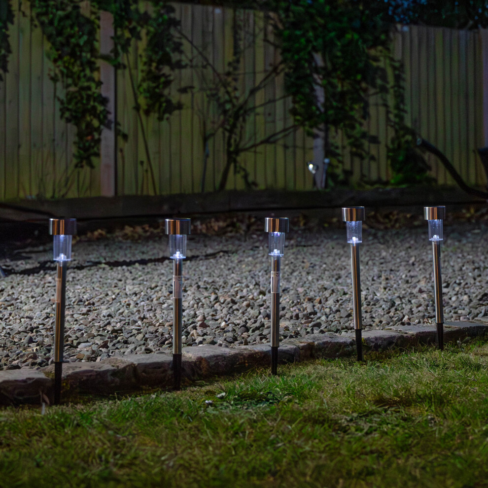 Samuel Alexander 36Cm 10 Led Stainless Steel Solar Garden Path Lights White