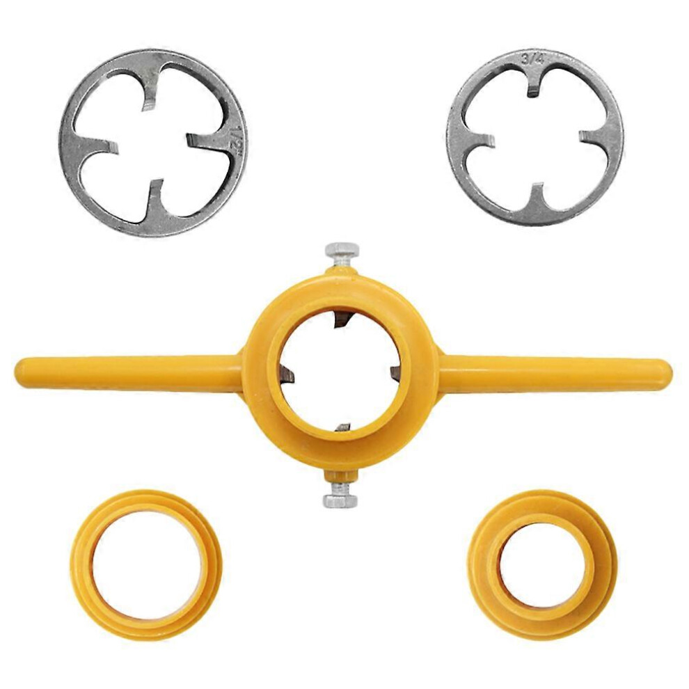 (As Show, One Size) 1 Set Of 6Pcs Water Pipe Threading Die Plastic Pipe Screw Die Tap Wrench Set For Home (Yellow+Grey) 6974185863504