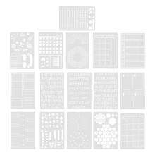 (As show, One size) 16Pcs Hand Account Planner Painting Templates Planner Templates Plastic Painting Stencils