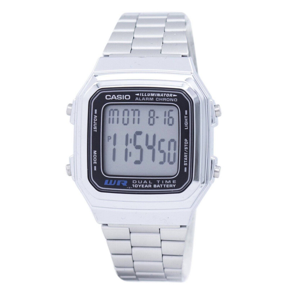 Casio Digital Stainless Steel Alarm Chrono Dual Time A178WA-1ADF A178WA-1A Men's Watch