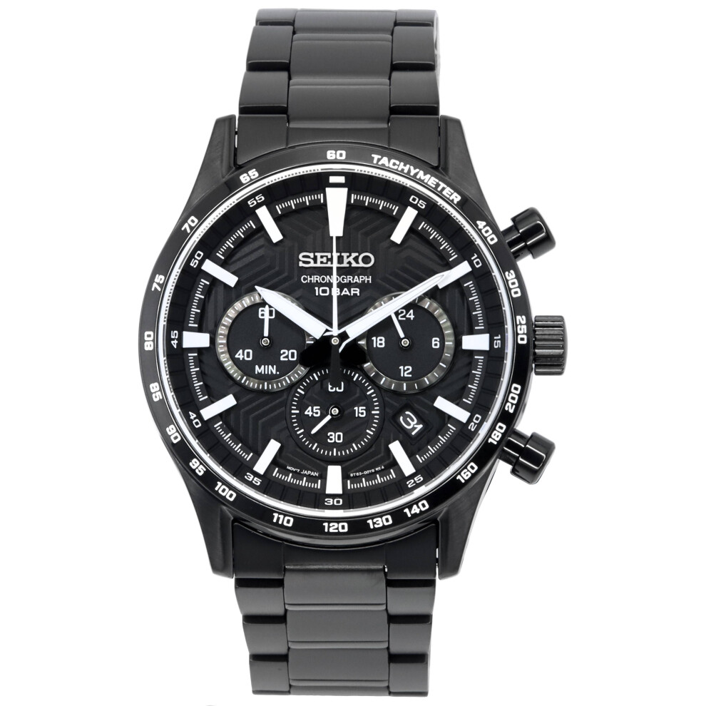 Seiko Urban Sports Chronograph Black Dial Quartz SSB415 SSB415P1 SSB415P 100M Men's Watch