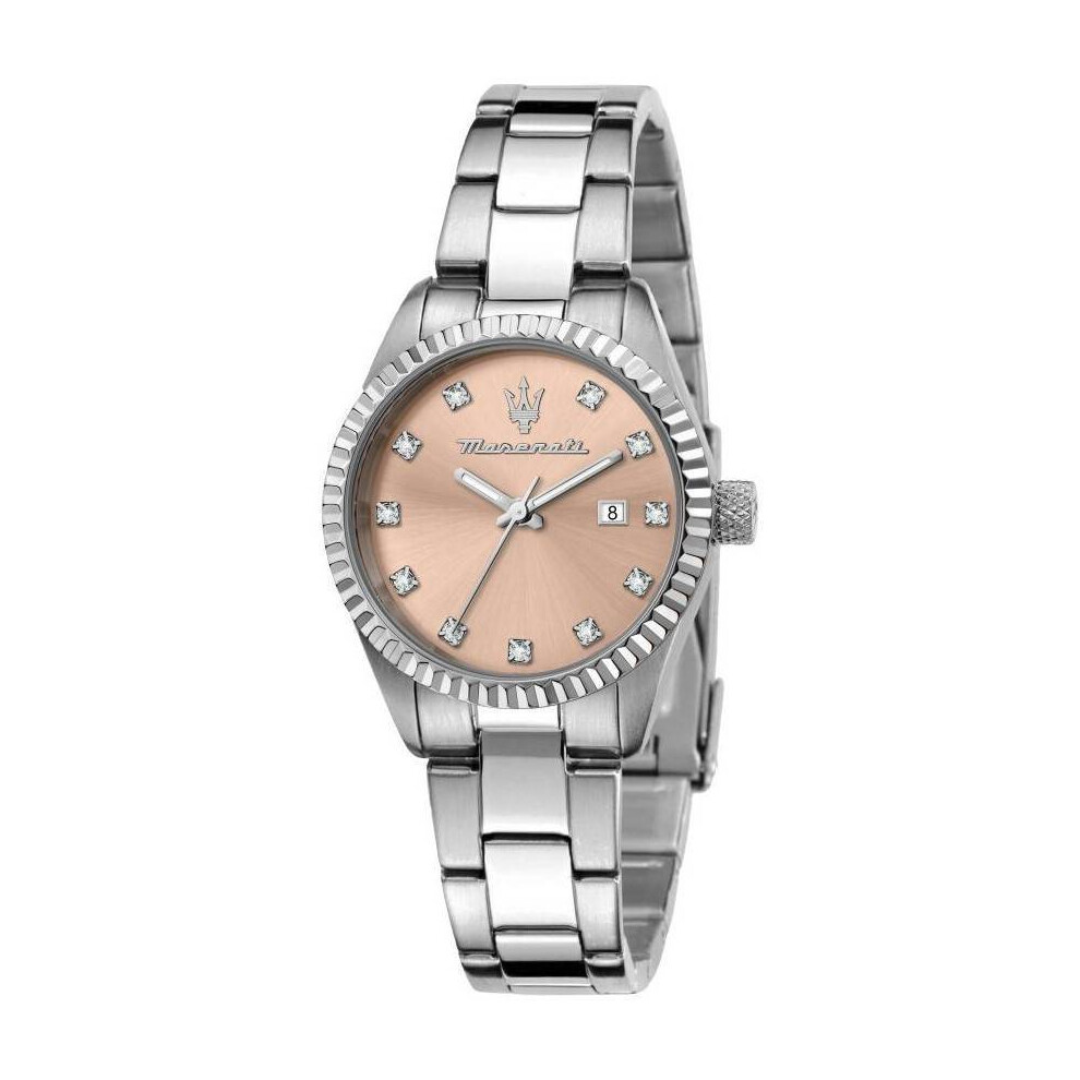 Maserati Competizione Crystal Accents Stainless Steel Rose Dial Quartz R8853100509 100M Women's Watch Gold