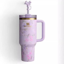 (lilac colour, 40oz) Large Capacity Car Ice Mug H2.0 FlowState Unbreakable 40oz Cups