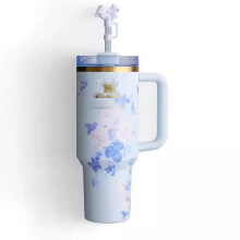 (Blue Magnolia, 40oz) Large Capacity Car Ice Mug H2.0 FlowState Unbreakable 40oz Cups