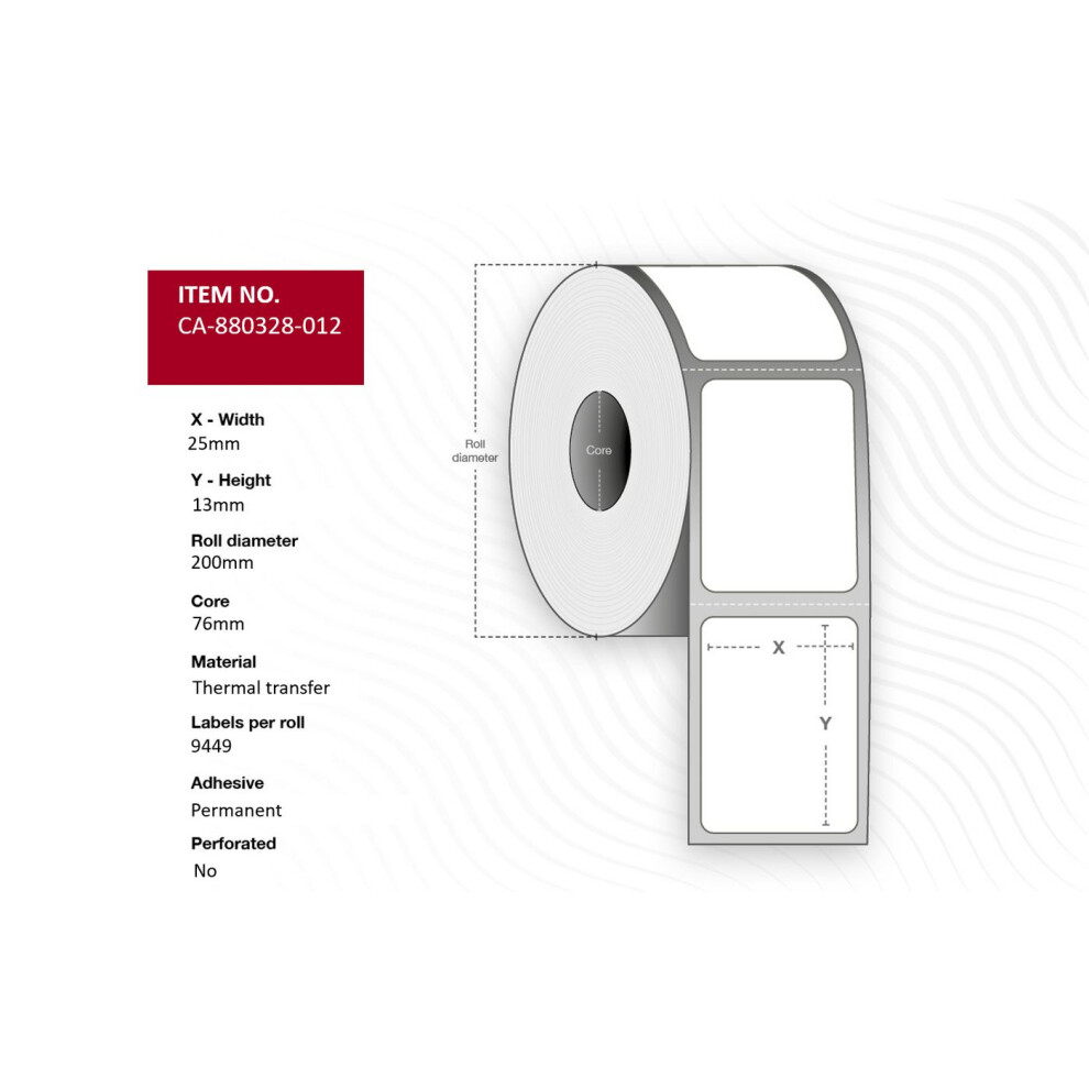 Capture Capture Label 25 X 13Mm Core 76Mm Thermal Transfer Polyester Permanent No Perforation 9449 Labels Per Roll 12 Rolls Per Box 5715063395783