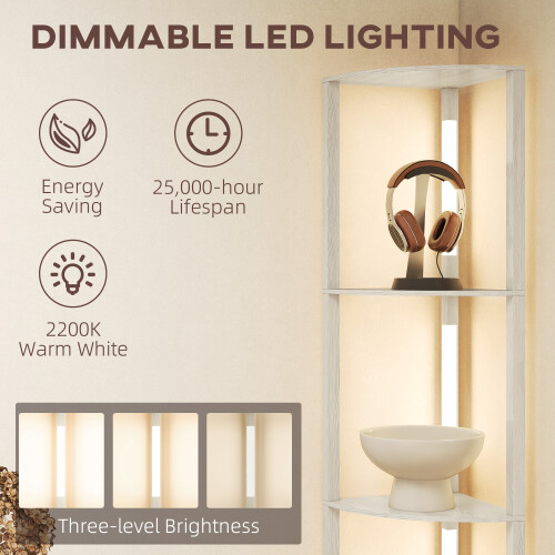 Homcom HOMCOM Corner Floor Lamp with Dimmable Warm White LED Light, Oak 2