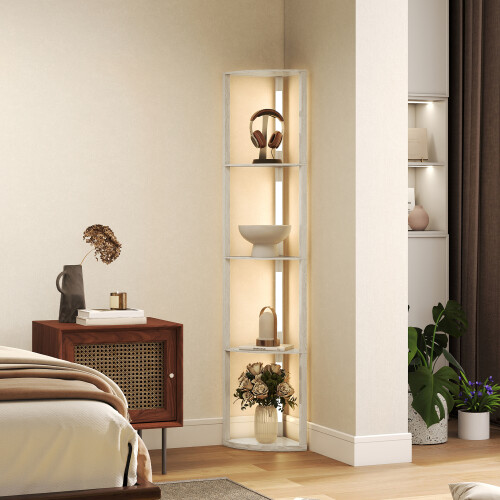 Homcom HOMCOM Corner Floor Lamp with Dimmable Warm White LED Light, Oak