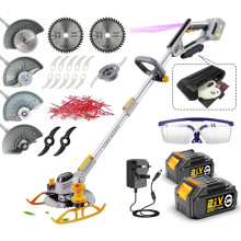 Cordless Grass Strimmer/Edger, 2 x 4.0Ah Battery and Fast Charger, 90 Head pivots, with Auxiliary wheels, 5x Nylon Blades, 2x Metal Blades