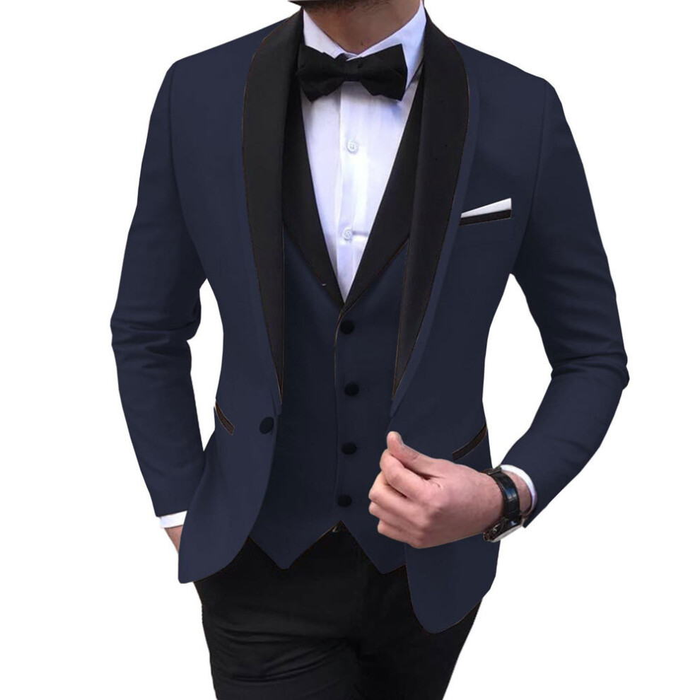 (navy blue, 5XL) Men Suits Slim Fit 3 Pieces Wedding Formal Business Tuxedos One Button-image-OPC-PGWDGZD-NEW