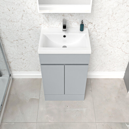 NES Home Nes Home Matte Grey 500 mm Freestanding Basin Vanity Unit 2