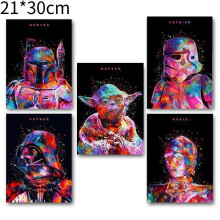(5 Pcs,21x30cm No Frame)Poster Star Wars Großformat Couleur Yoda Darth Vader Leinwandbild beliebt